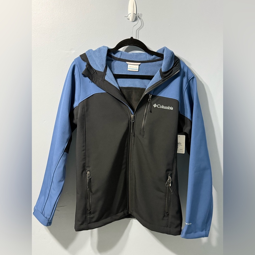 NWT Columbia Thunder River Hooded Softshell Zip up Jacket‎ Blue / Black Men’s XS